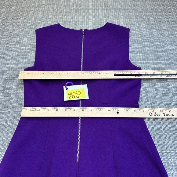 Diane von Furstenberg Purple Sleeveless Fit‎ & Flare Dress 2 Minimalist Cocktail - Picture 6 of 9